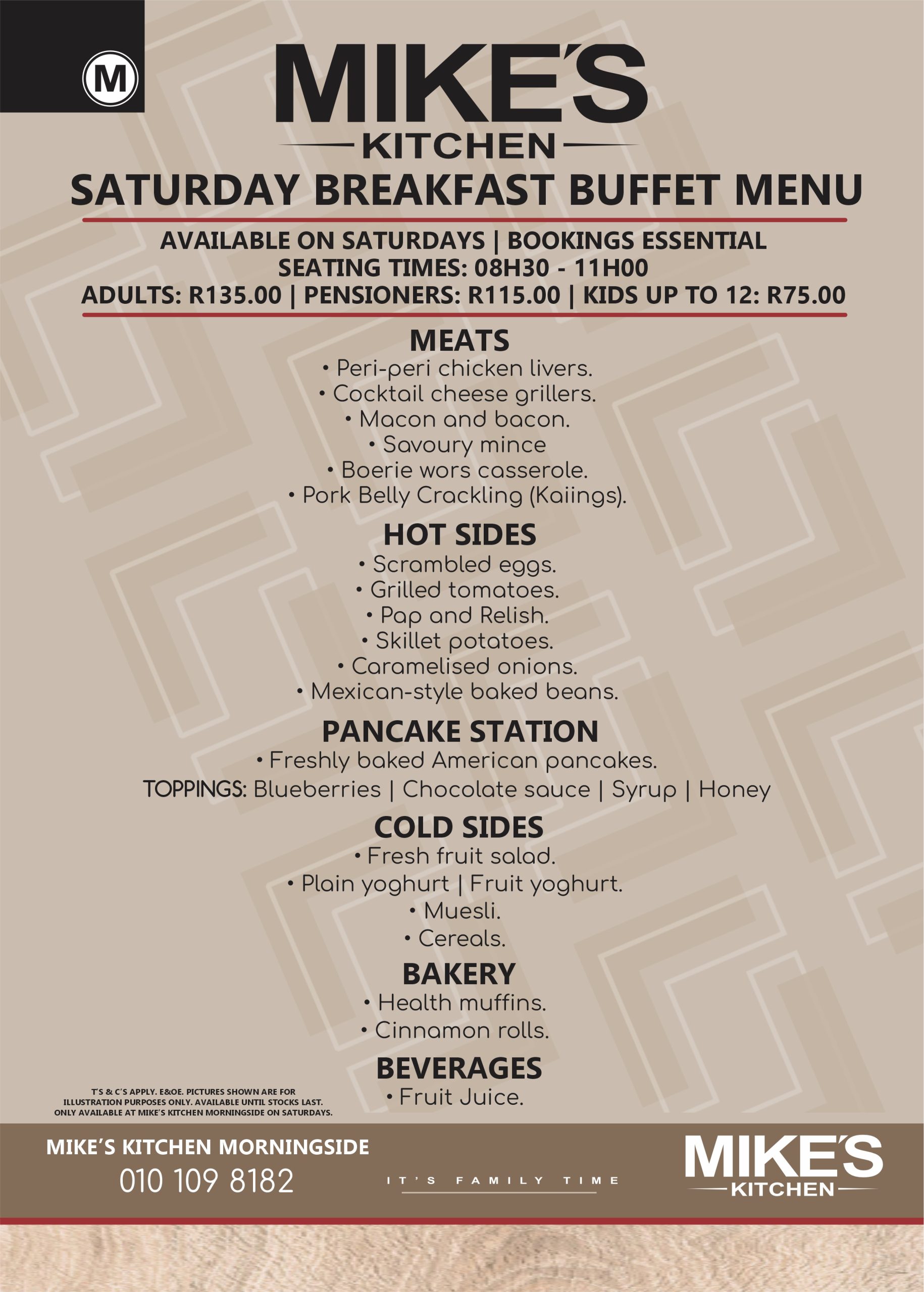 MK Morningside - GENERIC Breakfast Buffet Menu