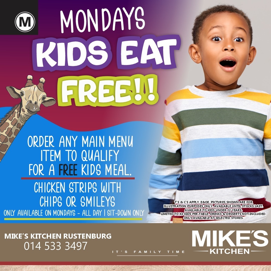 Mk Rustenburg Kids eat FREE