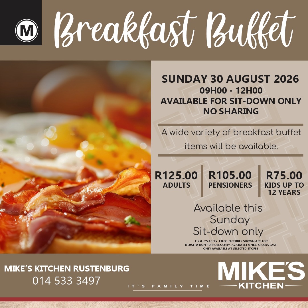 Mike's Rusntenburg - Breakfast Buffet 30 AUG 2026 SM
