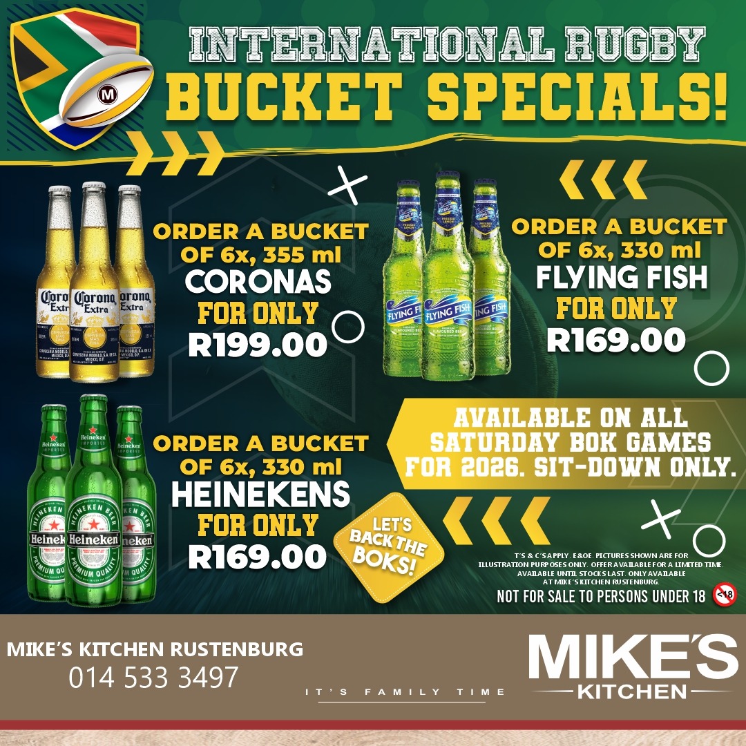 Mike's Rustenburg - BUCKET SA Rugby Aug 2026