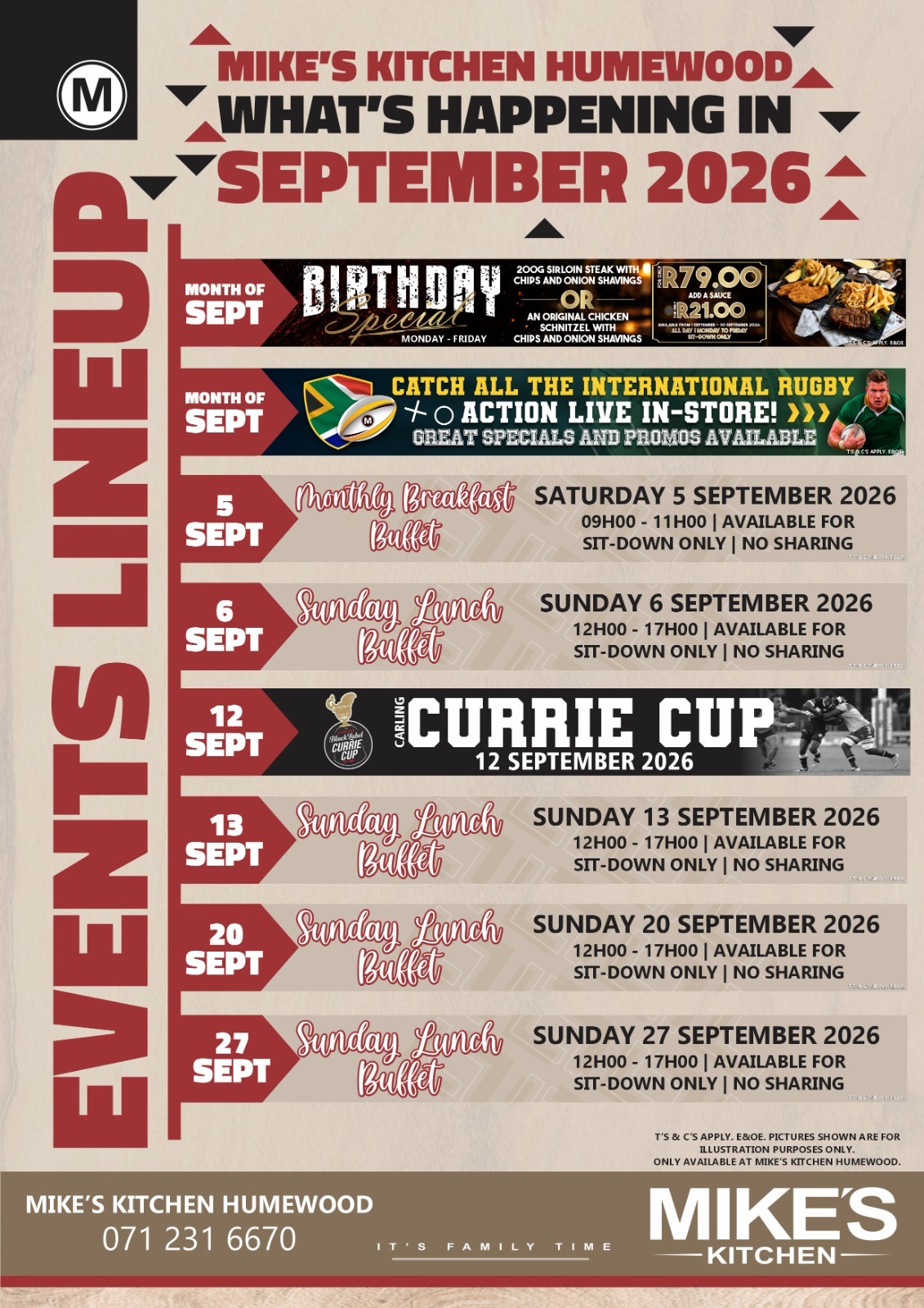 Mike's Humewood - SEP 2026 Line-up