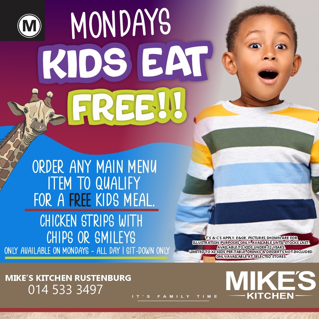 Mike's Rustenburg - Updated Kids Eat Free SM 1080px